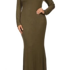 Curvaceous Boutique DRESSES Olive Green Lala Turtleneck Maxi Dress