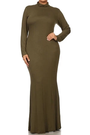 Curvaceous Boutique DRESSES Olive Green Lala Turtleneck Maxi Dress 3 Curvaceous Boutique DRESSES Olive Green Lala Turtleneck Maxi Dress