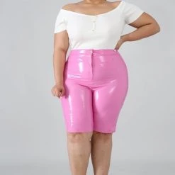 Curvaceous Boutique Pink Liquid Bermudas SALE