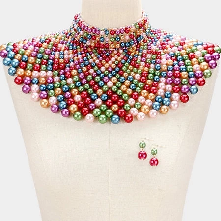 Curvaceous Boutique SALE Dark Multi Pearl Armor Bib Necklace 3 Curvaceous Boutique SALE Dark Multi Pearl Armor Bib Necklace