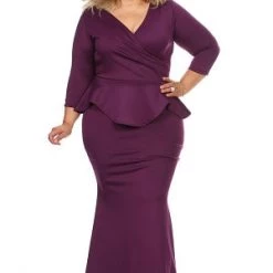 Curvaceous Boutique Purple Madelyn Peplum Dress