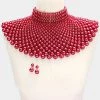 Curvaceous Boutique Red Pearl Armor Bib Necklace ACCESSORIES
