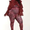 New Arrivals Red Raleigh Animal Print Catsuit