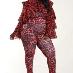 New Arrivals Red Raleigh Animal Print Catsuit
