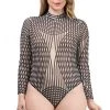 Curvaceous Boutique Sheer Print Body-suit BODYSUITS