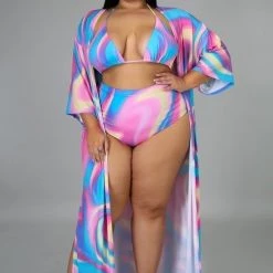 Curvaceous Boutique Cotton Swirl Swim Set NEW