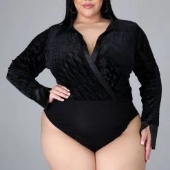 Curvaceous Boutique Crushed It Velvet Body-Suit Set SALE