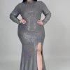 Curvaceous Boutique Set In Metallic Gown