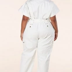 Curvaceous Boutique Off White Utility Jumpsuit SALE