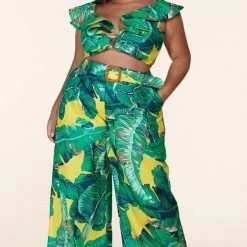 Curvaceous Boutique SALE Yellow Tropical Print Set