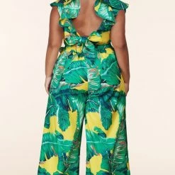 Curvaceous Boutique SALE Yellow Tropical Print Set