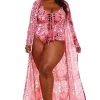 Curvaceous Boutique Pink Snake Print Kimono Swim Set NEW 1 Curvaceous Boutique Pink Snake Print Kimono Swim Set NEW