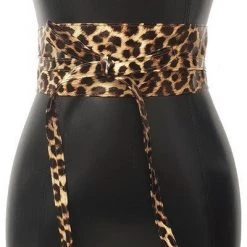 Curvaceous Boutique Slim Leopard Kimono Plus Size Belt NEW