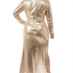 Curvaceous Boutique Gold Daphne Keyhole Sequin Gown SALE