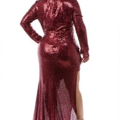 Curvaceous Boutique Burgundy Daphne Keyhole Sequin Gown 7 Curvaceous Boutique Burgundy Daphne Keyhole Sequin Gown