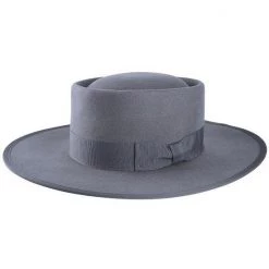 Curvaceous Boutique Grey Wool Boater Hat NEW