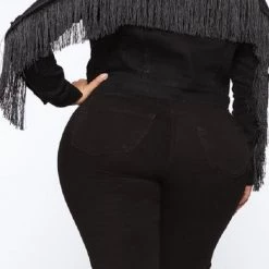 Curvaceous Boutique BLAZERS/VESTS/JACKETS Black Tassel Denim Jacket 7 Curvaceous Boutique BLAZERS/VESTS/JACKETS Black Tassel Denim Jacket