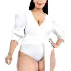 Curvaceous Boutique NEW White Satin Bishop Bodysuit