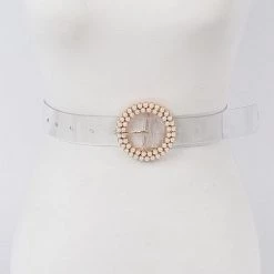 Curvaceous Boutique Circle Pearl Clear Belt NEW