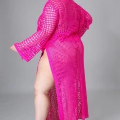 Curvaceous Boutique SALE Pink Crochet Slip Thru Set