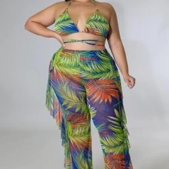 Curvaceous Boutique Blue Tropical Breeze Swimsuit