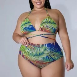 Curvaceous Boutique Blue Tropical Breeze Swimsuit