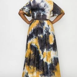 Curvaceous Boutique Yellow Tye Dye Skirt Set SALE