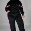 Curvaceous Boutique Black & Pink Hoodie Jogger Set