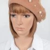 Curvaceous Boutique Camel Pearl Beret NEW 1 Curvaceous Boutique Camel Pearl Beret NEW