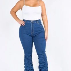 Curvaceous Boutique Blue Thing Ruched Jeans