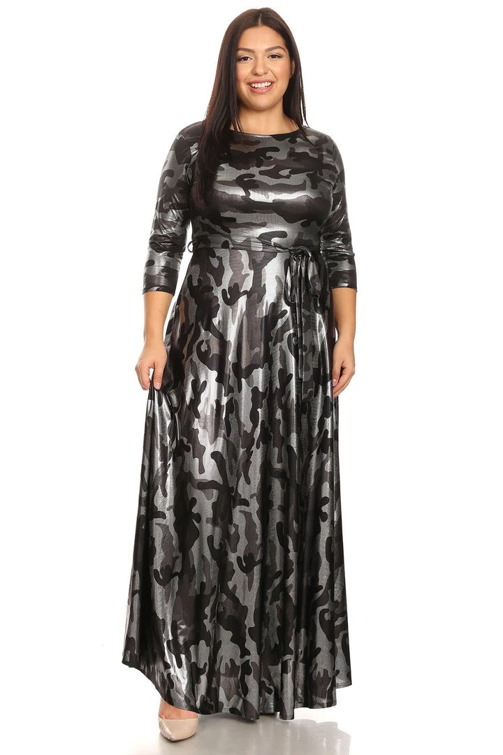 Curvaceous Boutique Silver Foil Camouflage Gabby Maxi Dress DRESSES 3 Curvaceous Boutique Silver Foil Camouflage Gabby Maxi Dress DRESSES