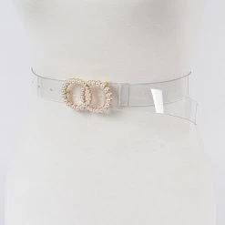 Curvaceous Boutique Pearl Buckle Clear Belt NEW