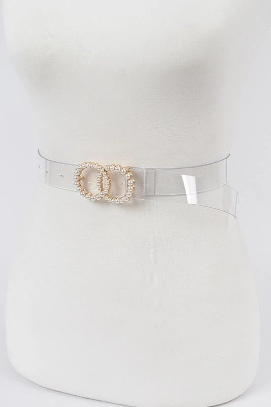 Curvaceous Boutique Pearl Buckle Clear Belt NEW 3 Curvaceous Boutique Pearl Buckle Clear Belt NEW