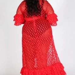 Curvaceous Boutique MAXI DRESSES Red Hudson Polka Dot Dress