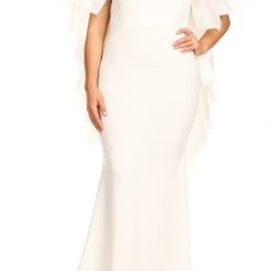 New Arrivals Ivory Whitney Chiffon Draped Gown DRESSES